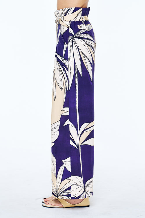 Cargar la imagen 1 en la vista de la galería. Leah Botanical Print Belted Wide Leg Pants