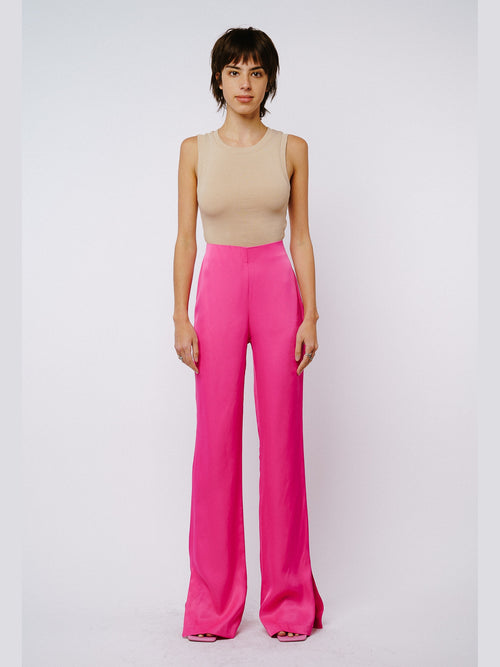 Load image 1 in gallery view. Safia Split Hem Satin Pants
