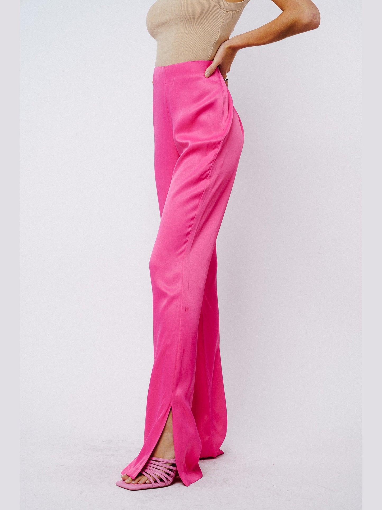 Safia Split Hem Satin Pants