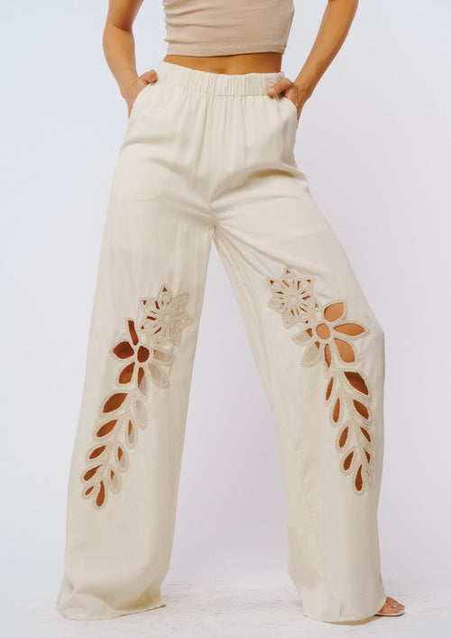 Load image 1 in gallery view. Braydi Cutwork Embroidered Pants