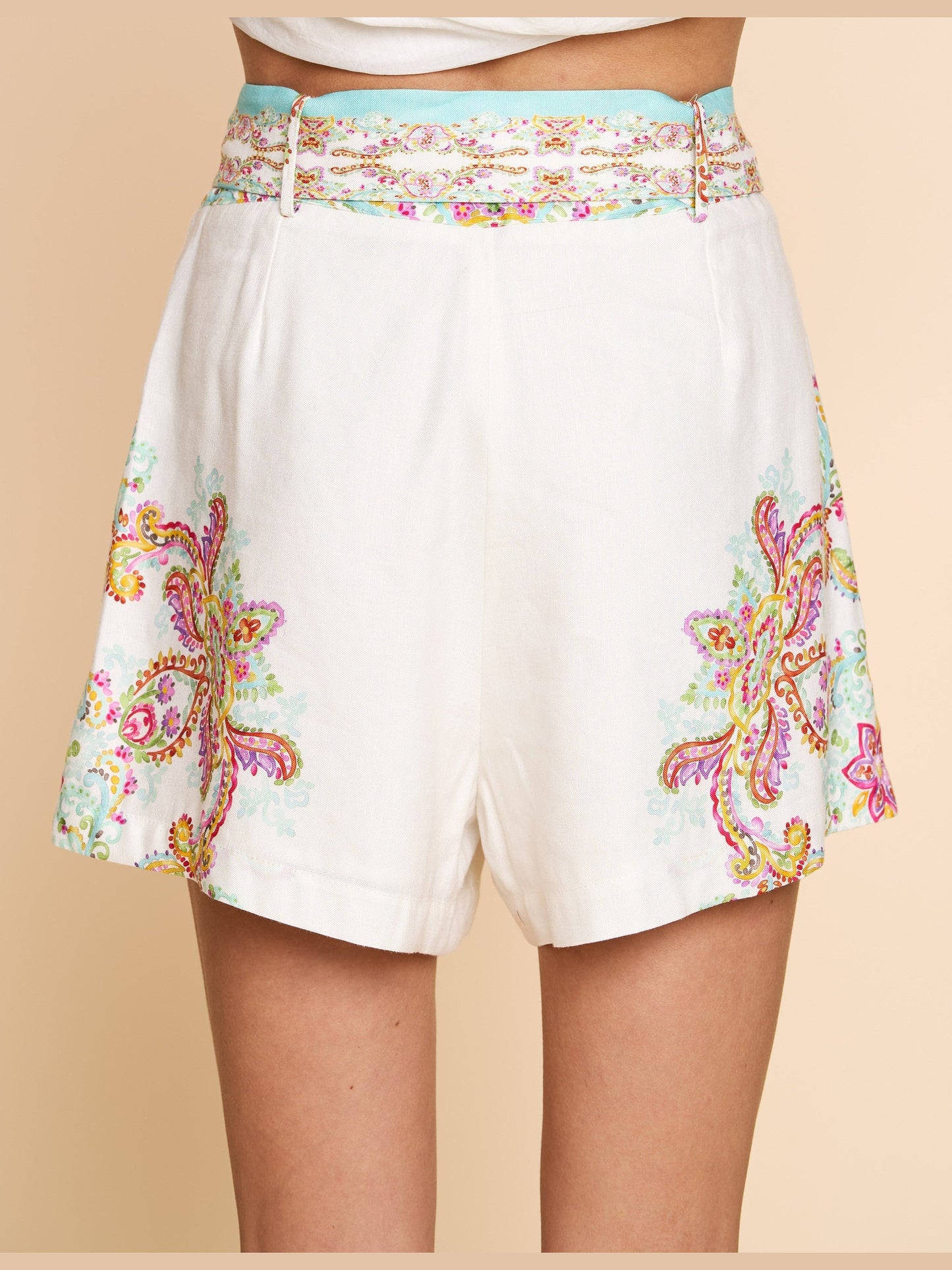 Kerstin Engineered Print Belted Short