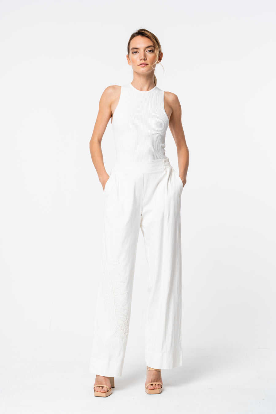 Marren Embroidered Feather Pant
