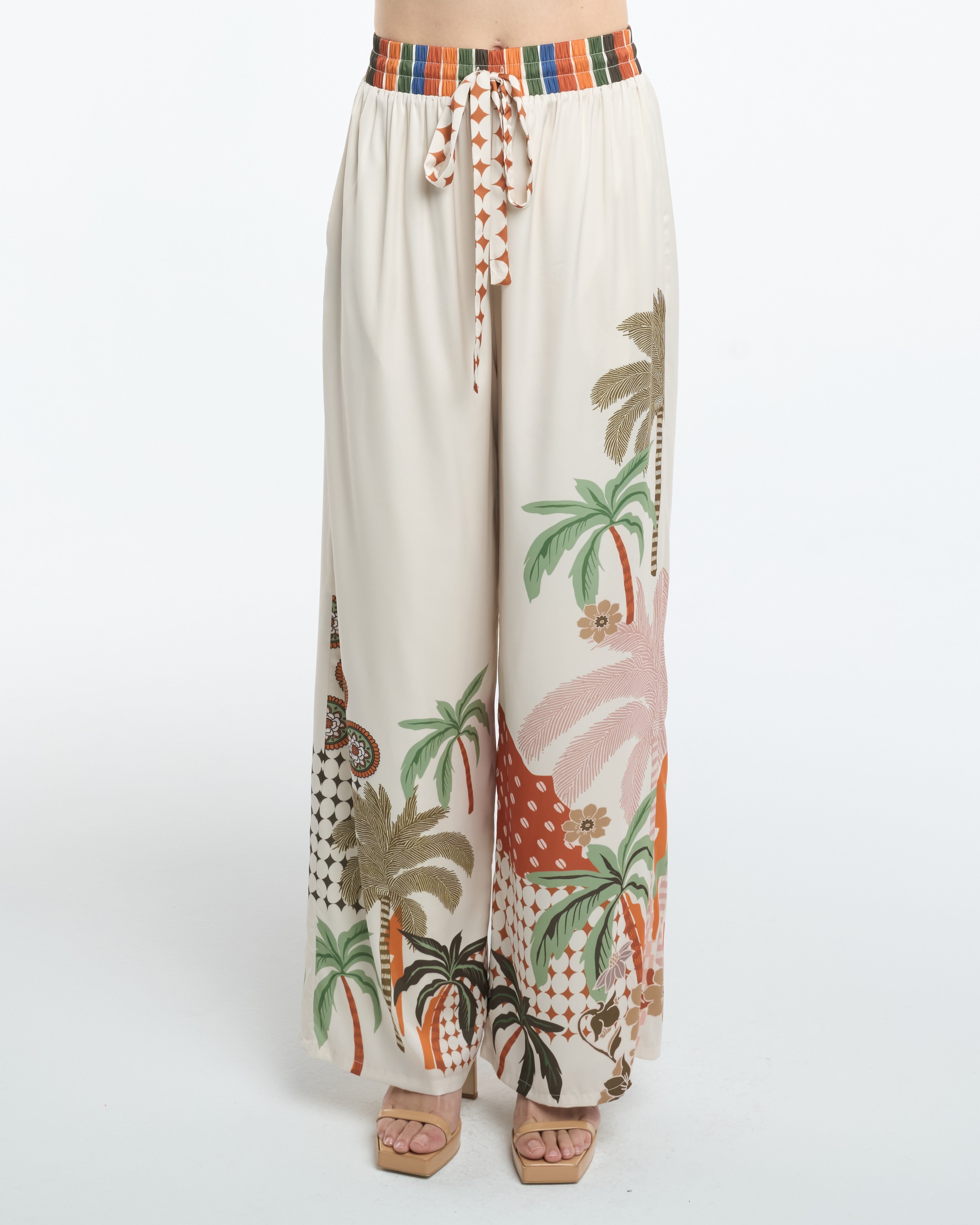 Azra Botanical Print Drawstring Pants