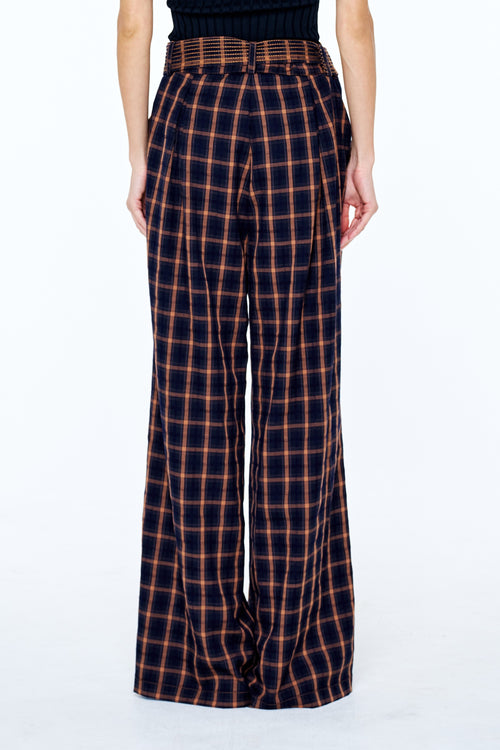 Load image 1 in gallery view. Sydney Belted Plaid Wide Leg Pants