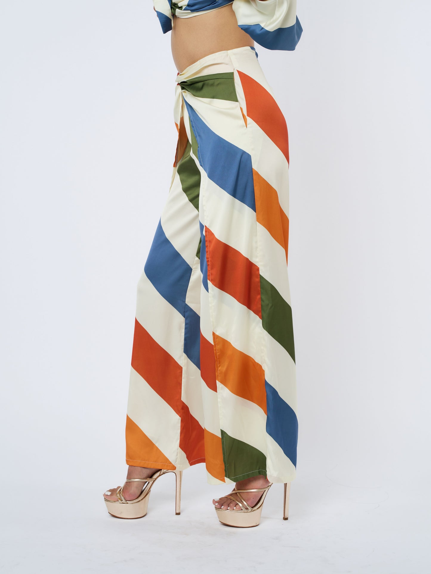 Marbeau Striped Satin Wide Leg Pants