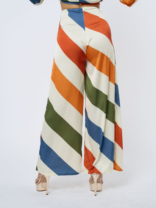 Load image 1 in gallery view. Marbeau Striped Satin Wide Leg Pants