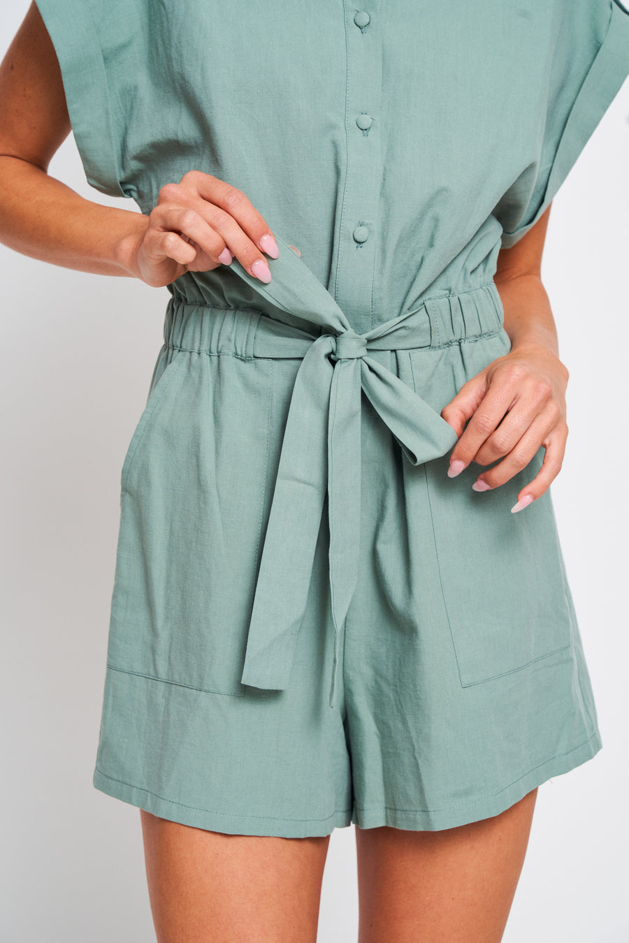 Theresa Cotton Belted Romper