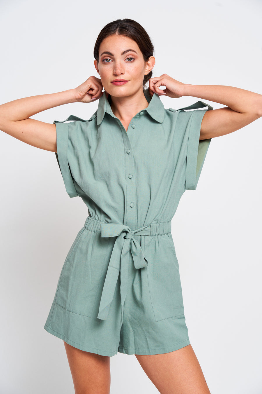 Theresa Cotton Belted Romper