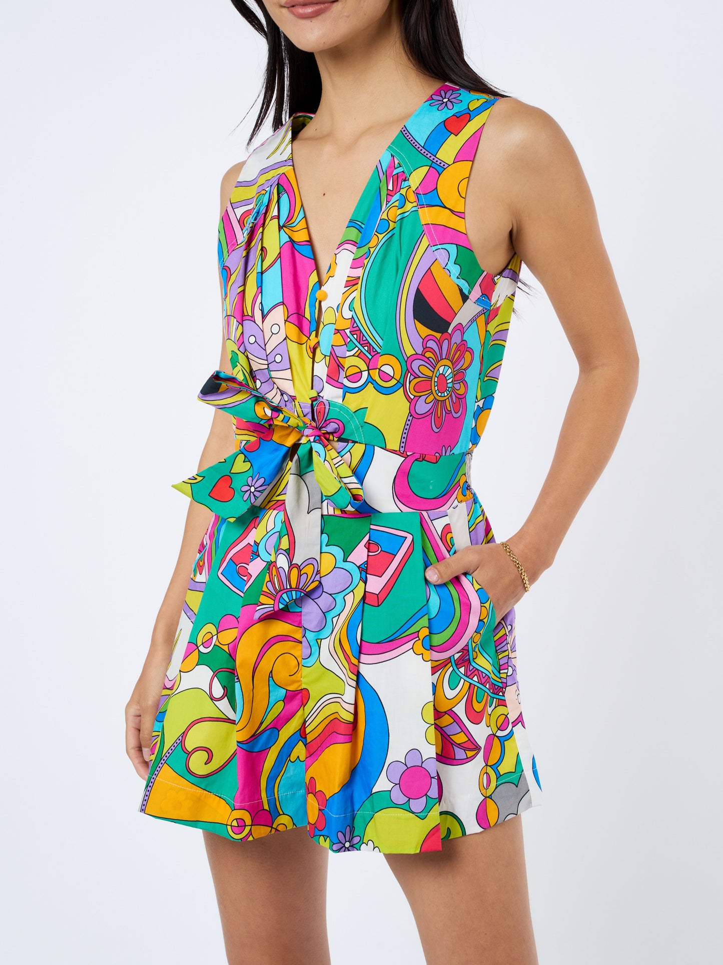 Maritza Psychedelic Print Cotton Romper