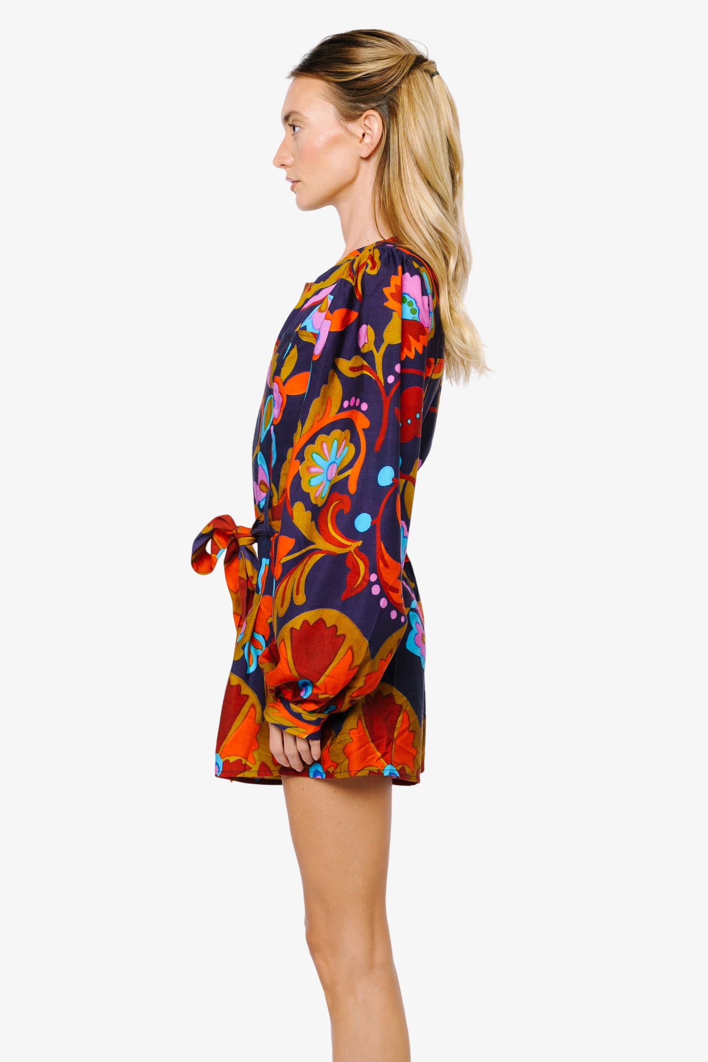 Sophie Floral Print Belted Long Sleeve Romper