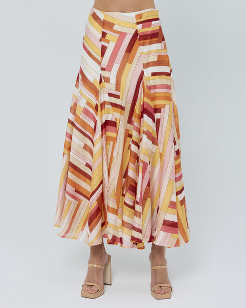 Cargar la imagen 1 en la vista de la galería. Roese Striped Paneled Midi Skirt