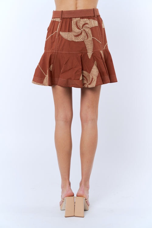 Load image 1 in gallery view. Sayla Topstitch Belted Mini Skirt