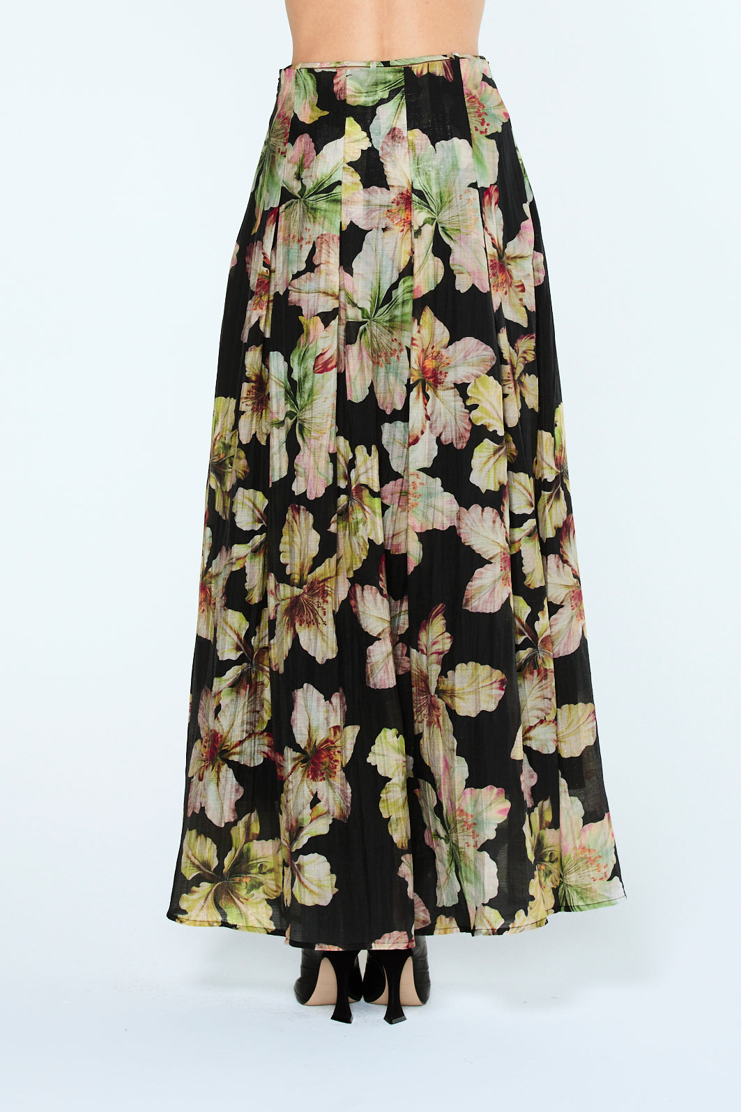 Darcy Pleated Floral Print Maxi Skirt