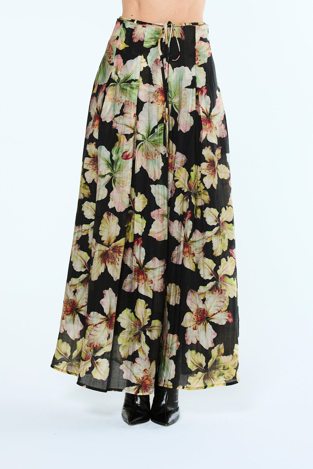 Darcy Pleated Floral Print Maxi Skirt