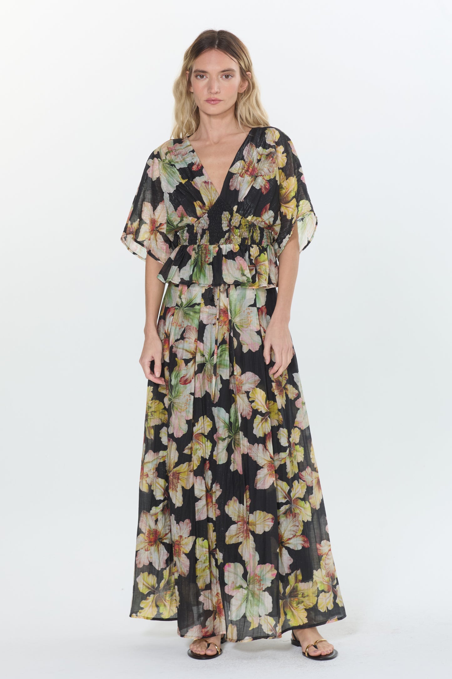 Darcy Pleated Floral Print Maxi Skirt