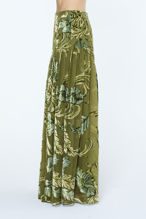 Load image 1 in gallery view. Elisha Velvet Burnout Slit Maxi Skirt