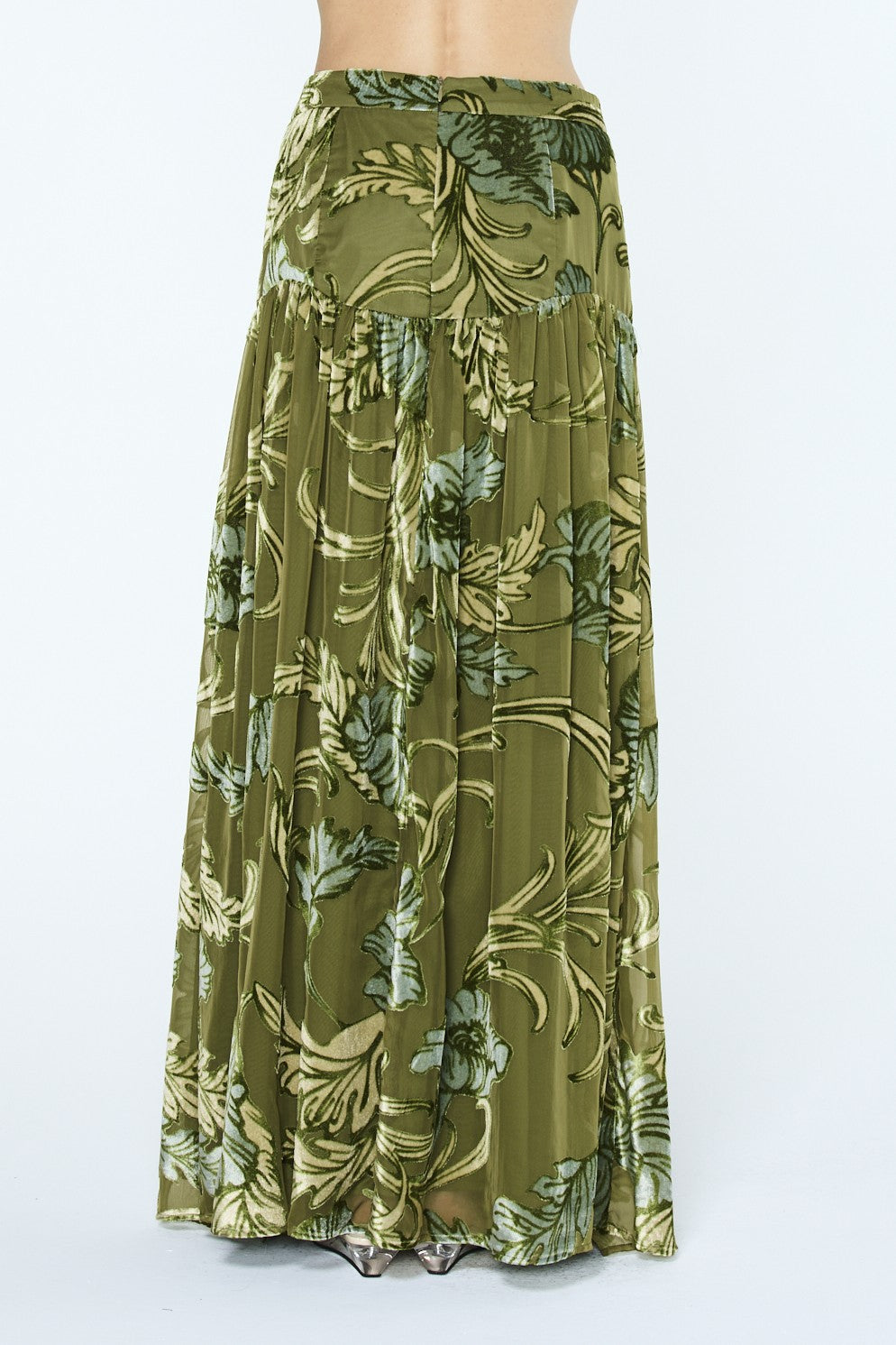Elisha Velvet Burnout Slit Maxi Skirt