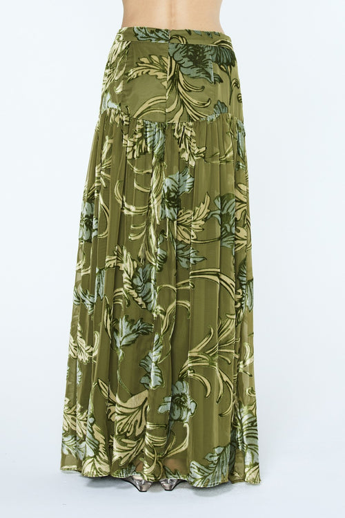 Load image 1 in gallery view. Elisha Velvet Burnout Slit Maxi Skirt