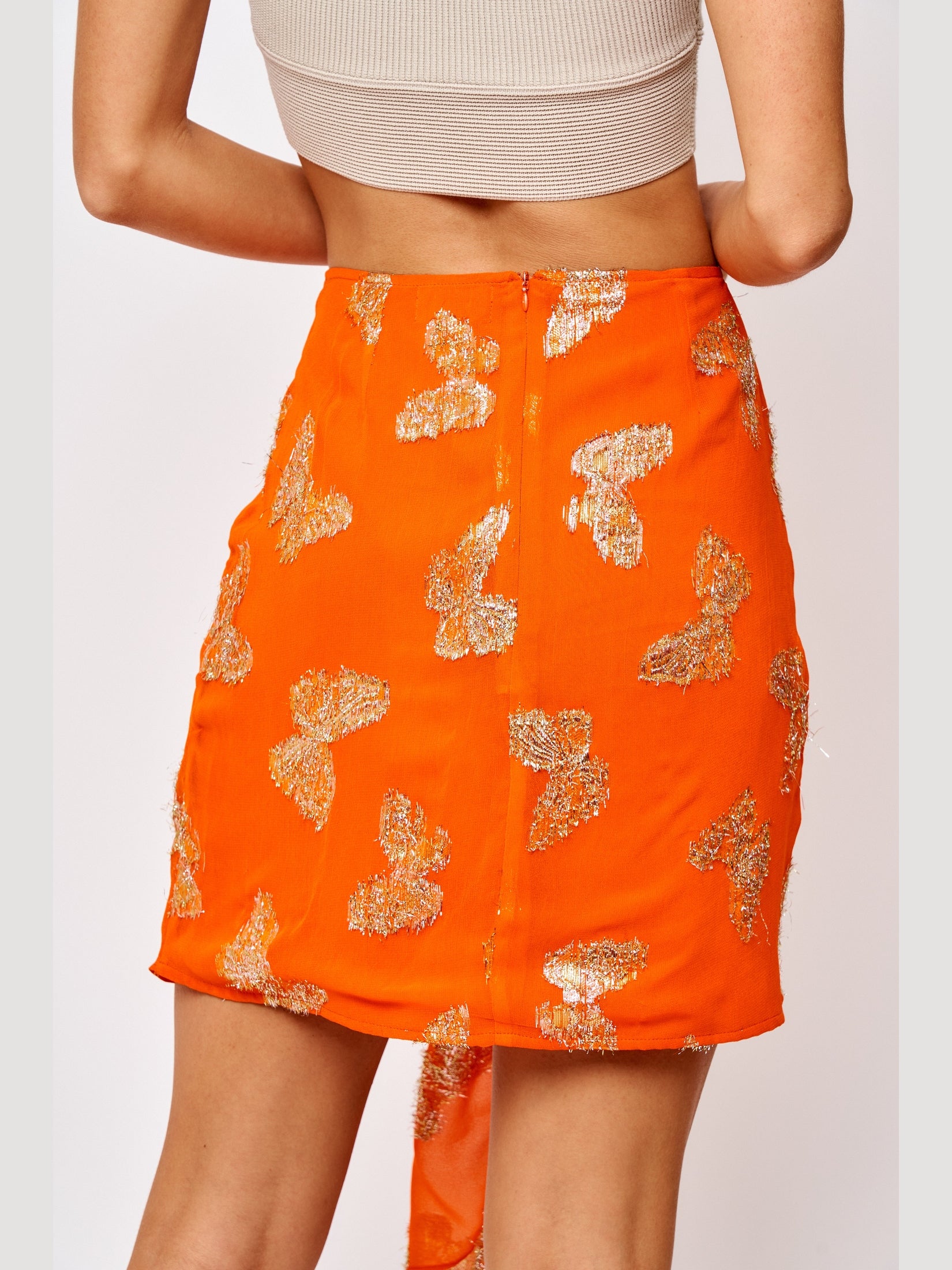 Cora Metallic Knot Front Skirt