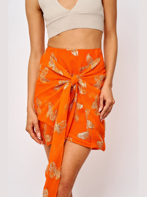 Cargar la imagen 1 en la vista de la galería. Falda delantera con nudo metalizado Cora 