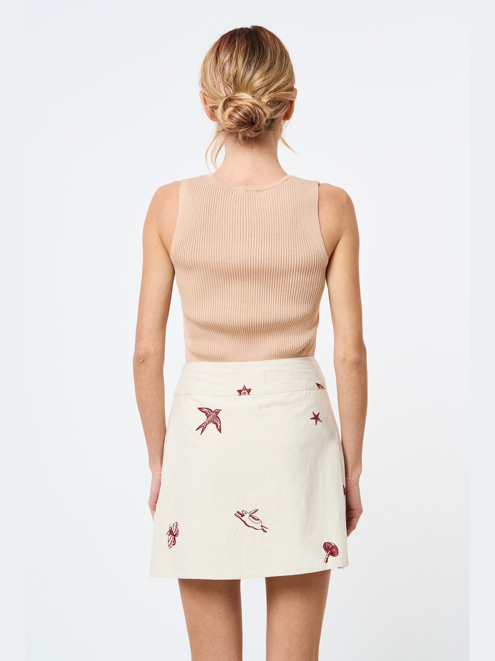 Falda cruzada bordada con efecto de imitación de Sabo Park Life