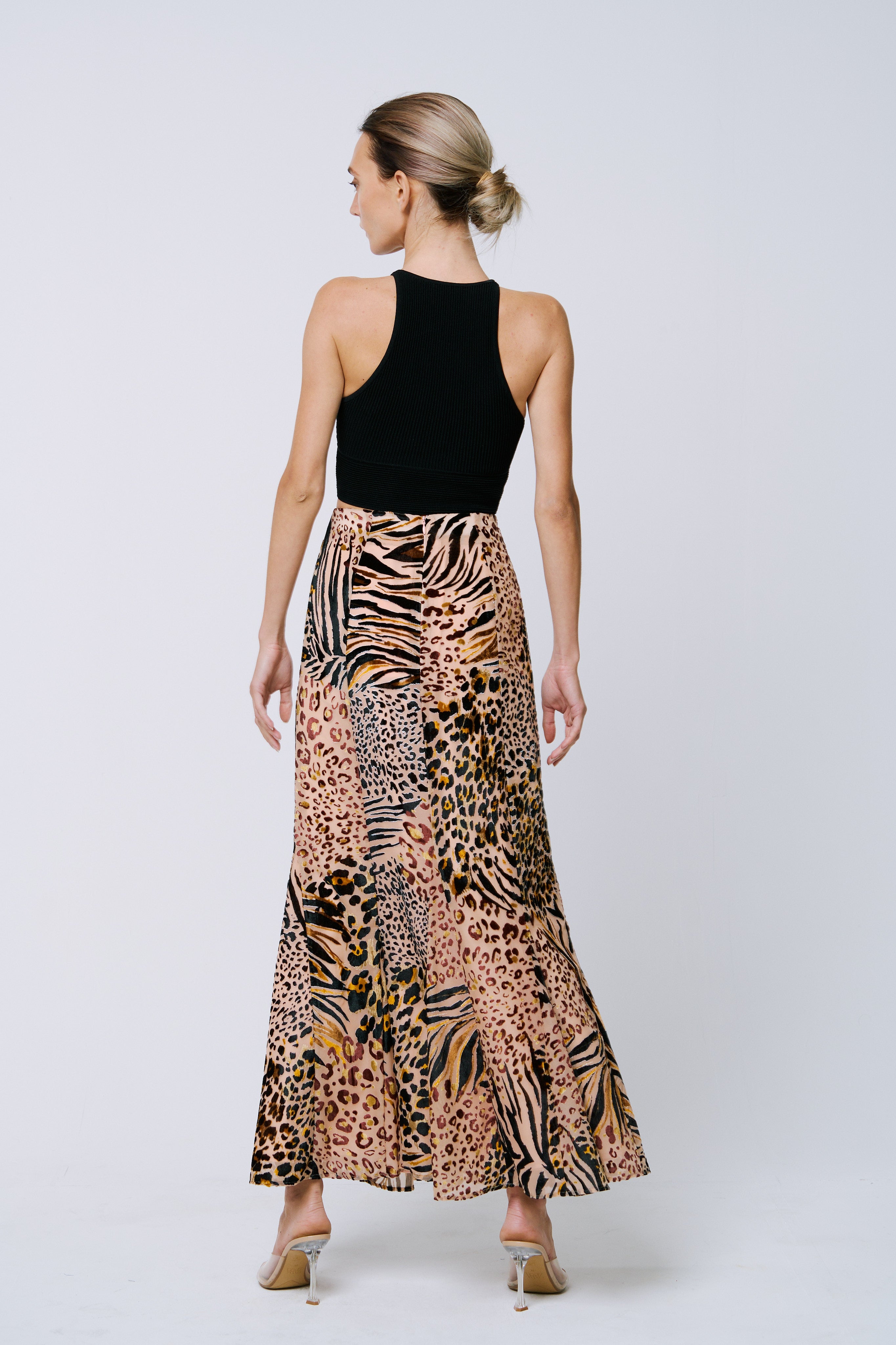 Antonia Velvet Animal Print Maxi Skirt