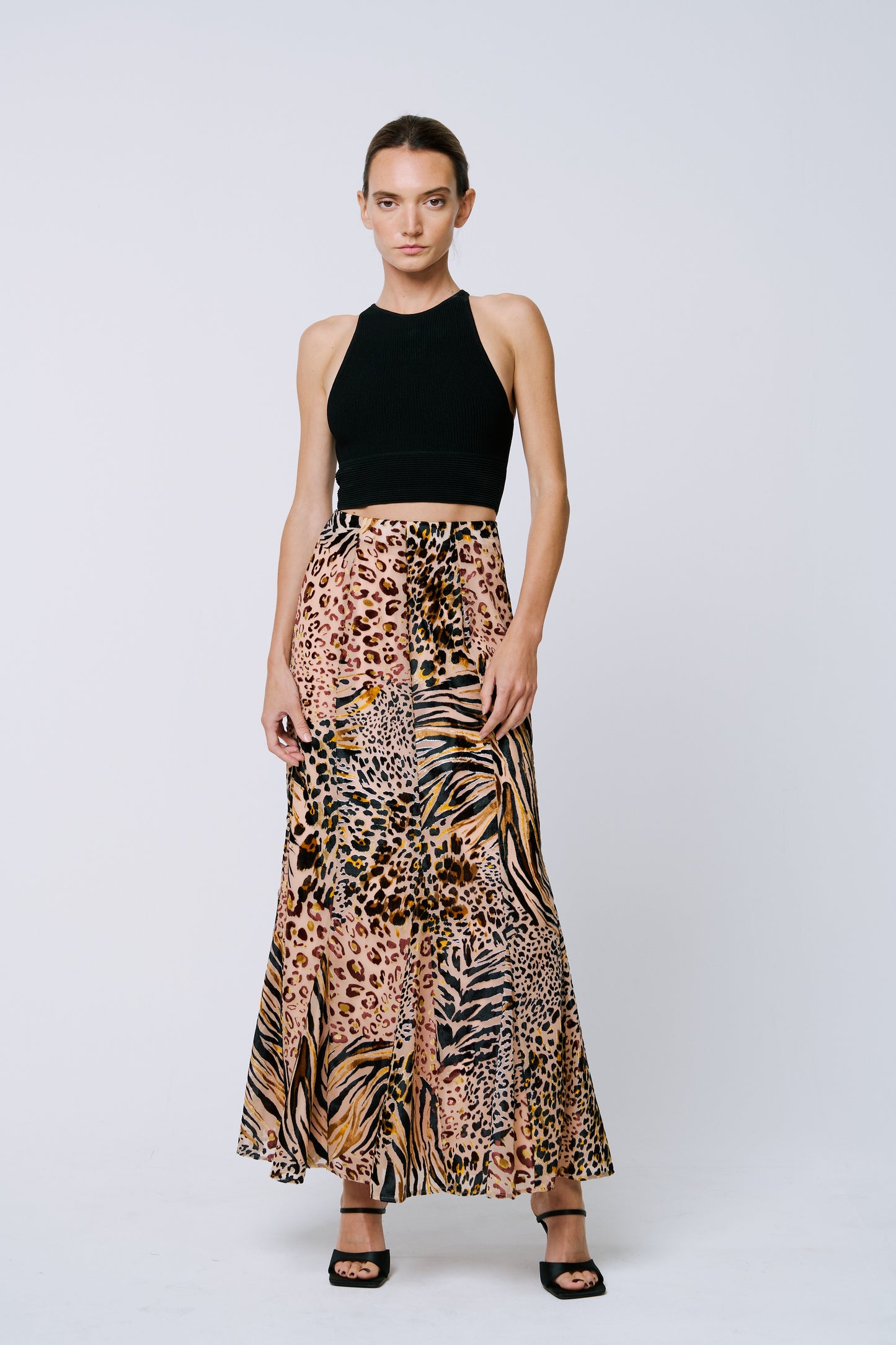 Antonia Velvet Animal Print Maxi Skirt