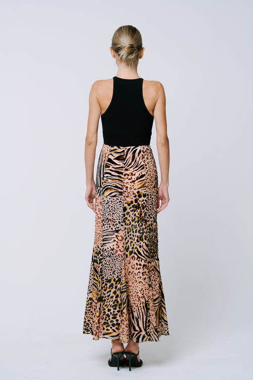 Load image 1 in gallery view. Antonia Velvet Animal Print Maxi Skirt