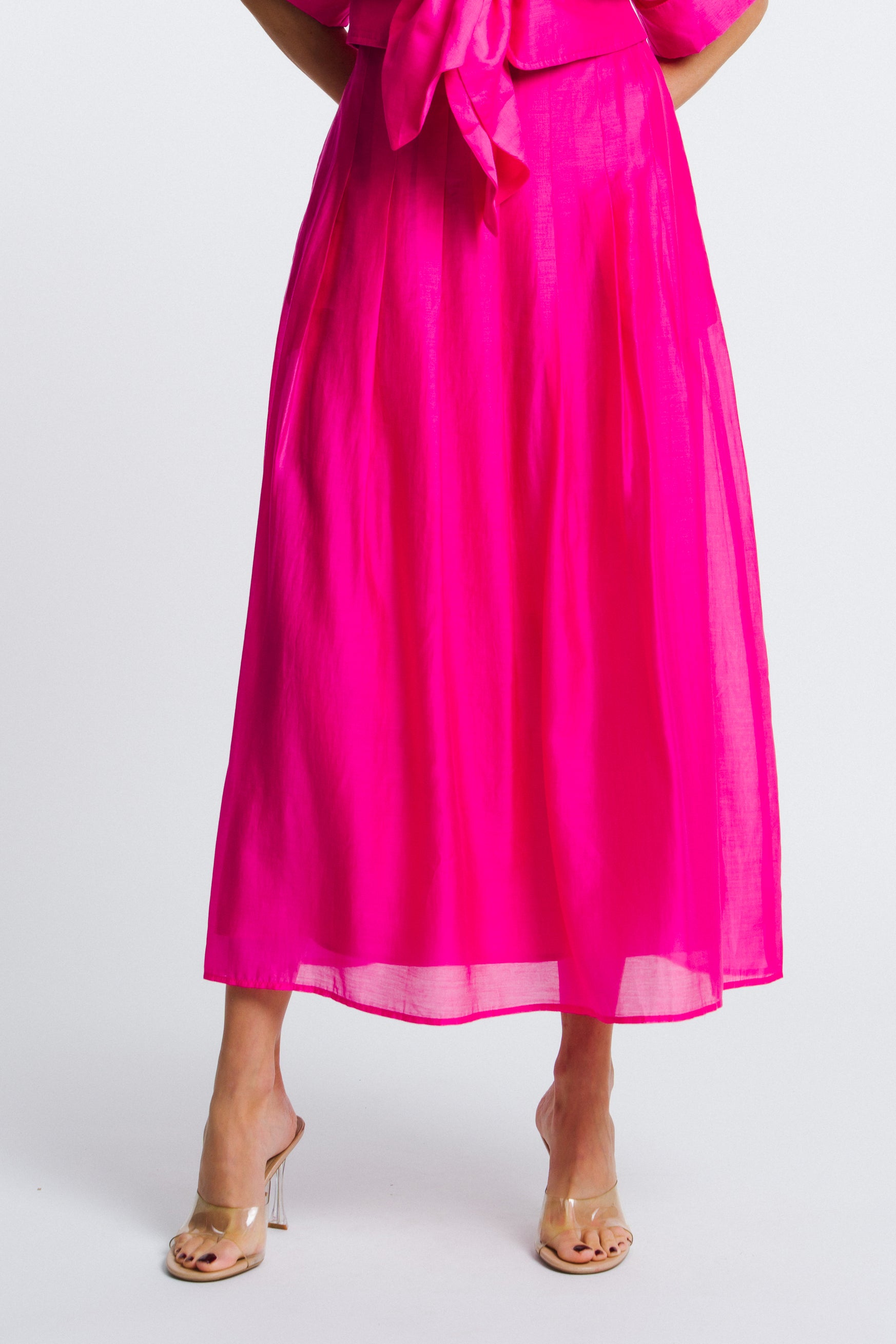 Pheona High Waisted Pleated Midi Skirt