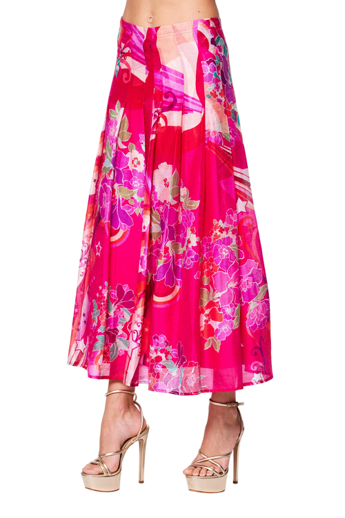 Load image 1 in gallery view. Pheona Floral Print Pleated Midi Skirt