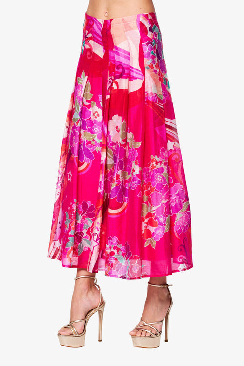 Load image 1 in gallery view. Pheona Floral Print Pleated Midi Skirt