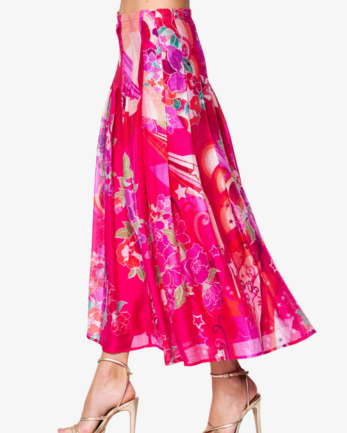 Load image 1 in gallery view. Pheona Floral Print Pleated Midi Skirt