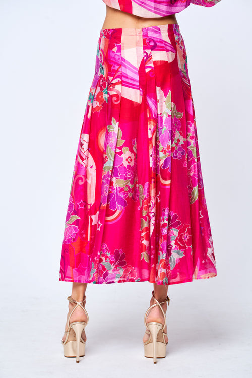 Load image 1 in gallery view. Pheona Floral Print Pleated Midi Skirt