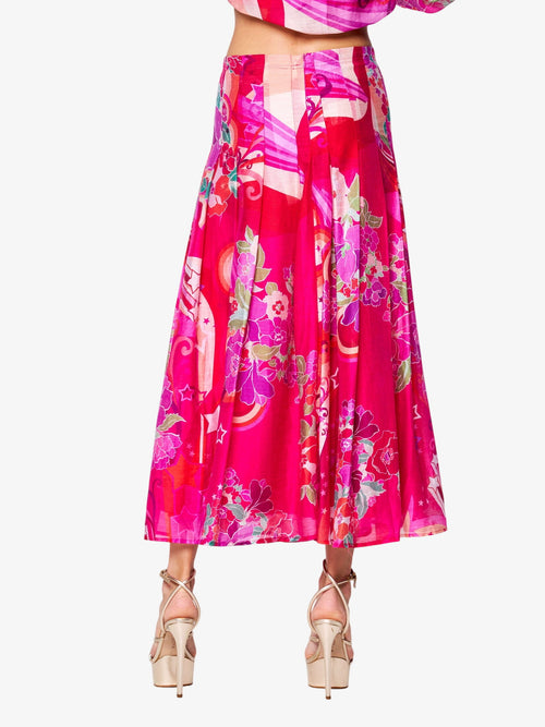 Load image 1 in gallery view. Pheona Floral Print Pleated Midi Skirt