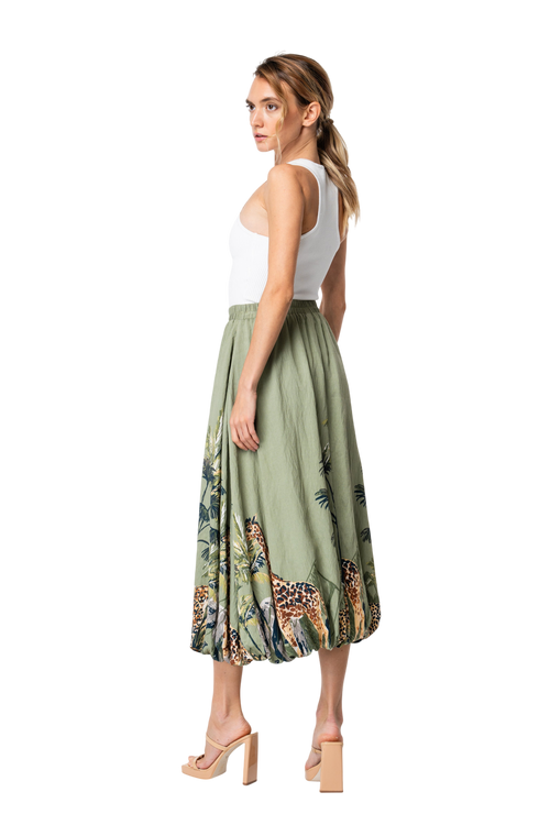 Load image 1 in gallery view. Andrey Safari Print Bubble Midi Skirt