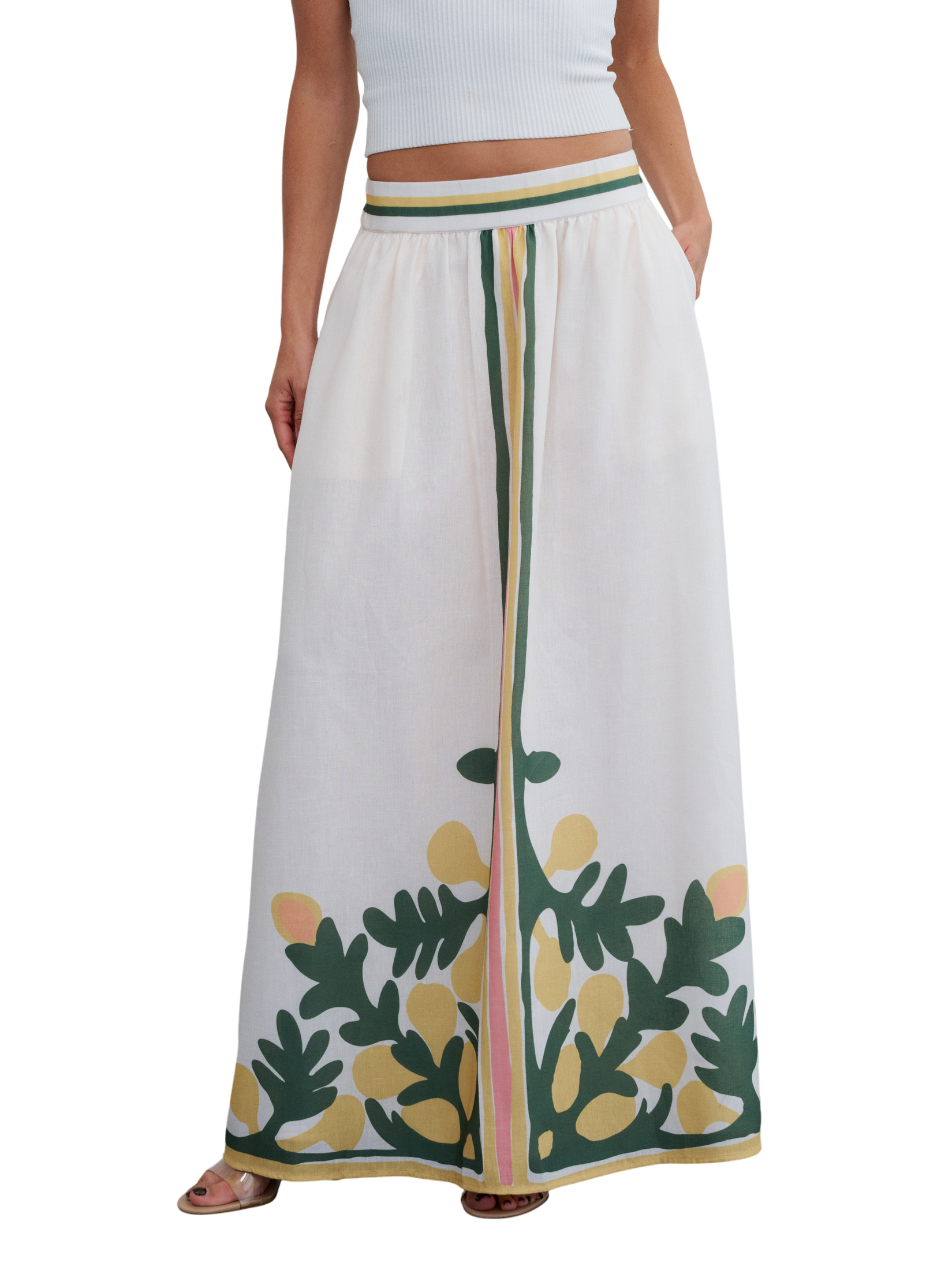 Ginevra Engineered Front Slit Maxi Skirt