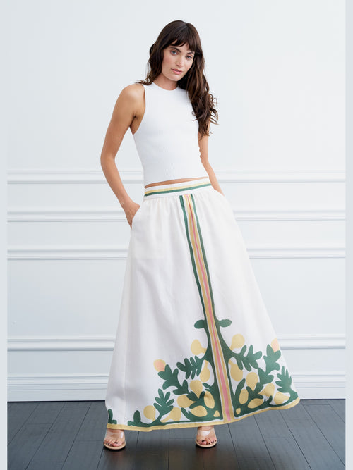 Cargar la imagen 1 en la vista de la galería. Ginevra Engineered Front Slit Maxi Skirt