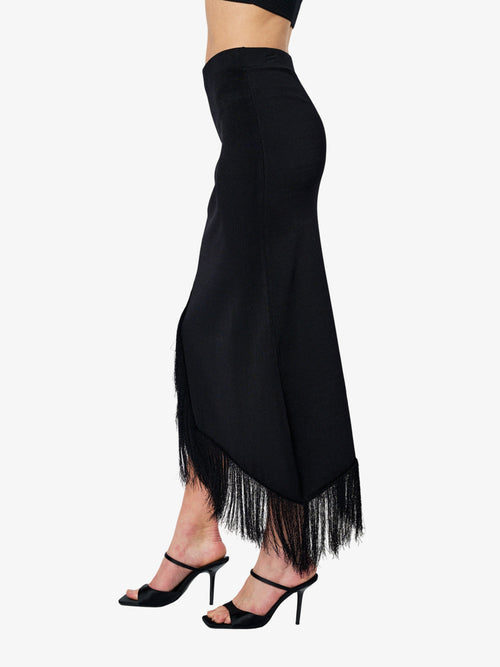 Load image 1 in gallery view. Chole Knit Asymmetric Fringe Skirt