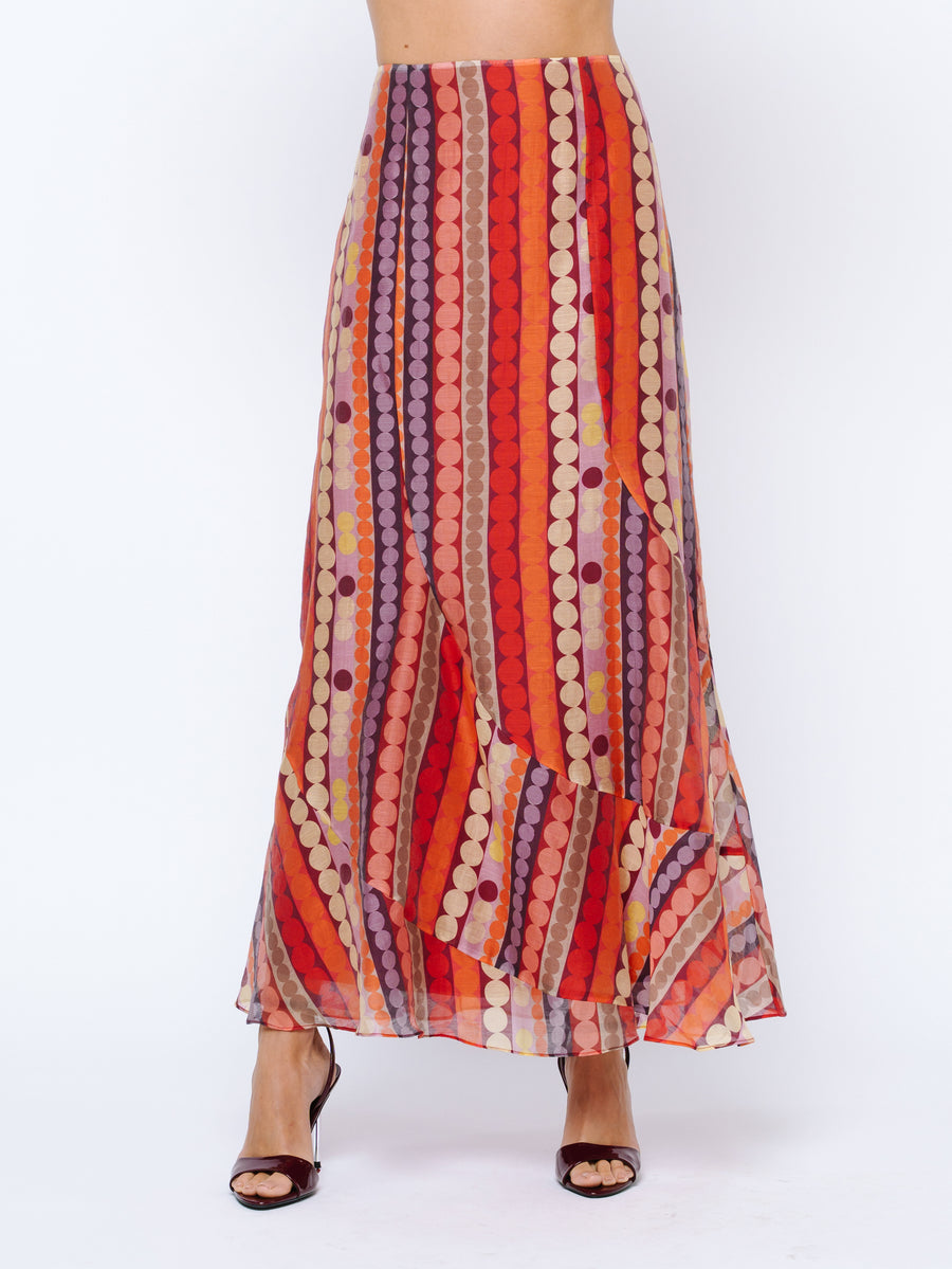 Riley Striped Polka Dot Maxi Skirt