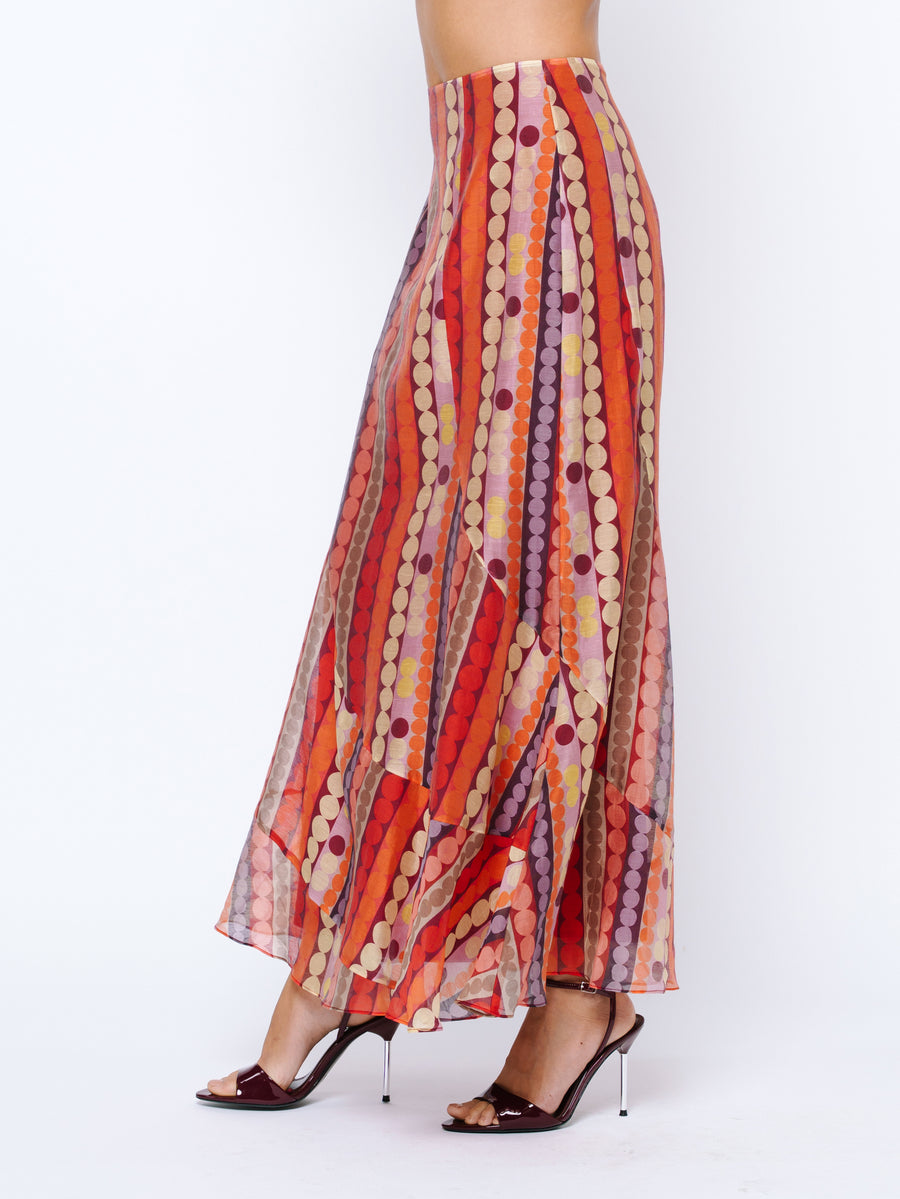 Riley Striped Polka Dot Maxi Skirt