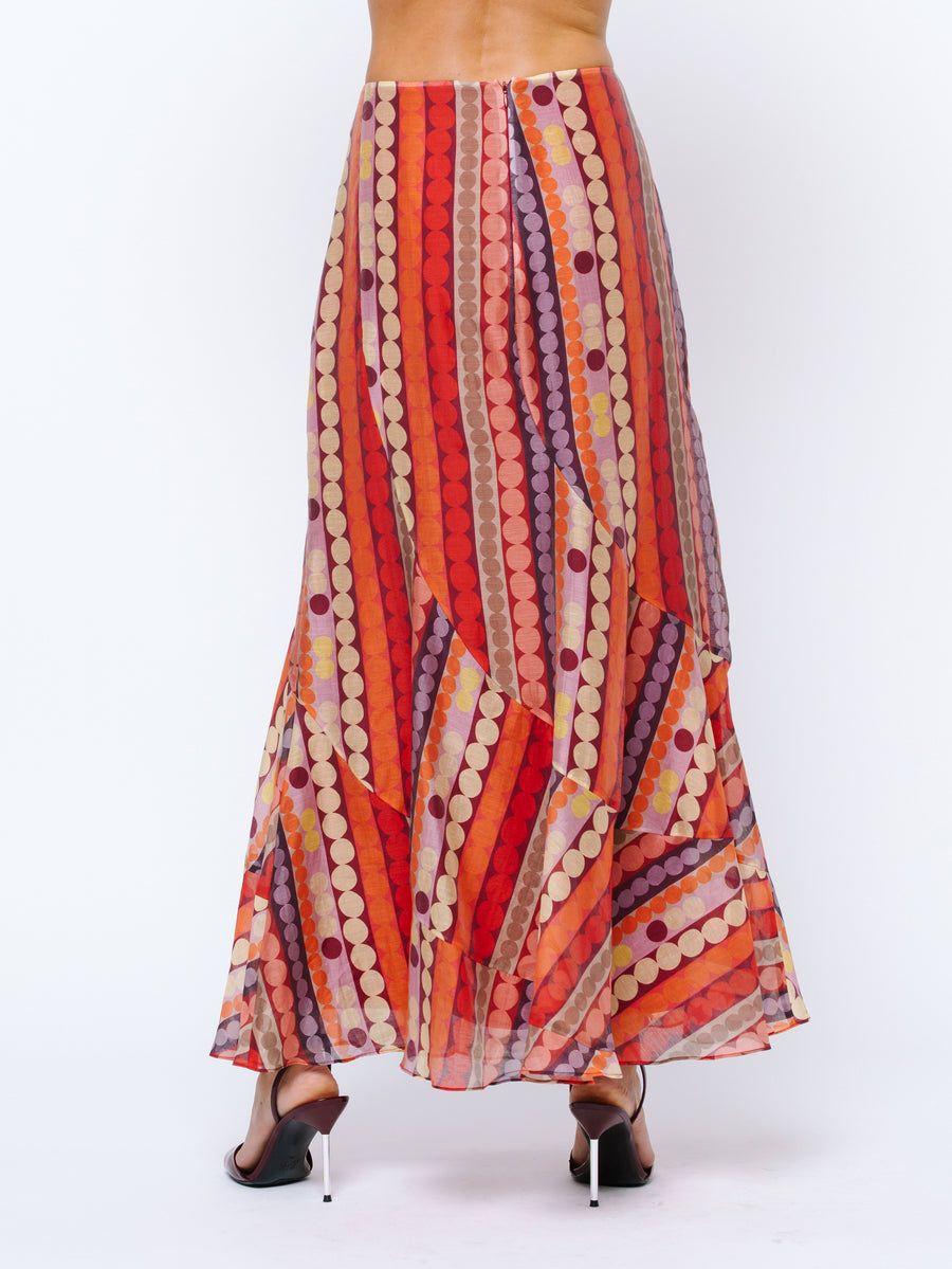 Riley Striped Polka Dot Maxi Skirt