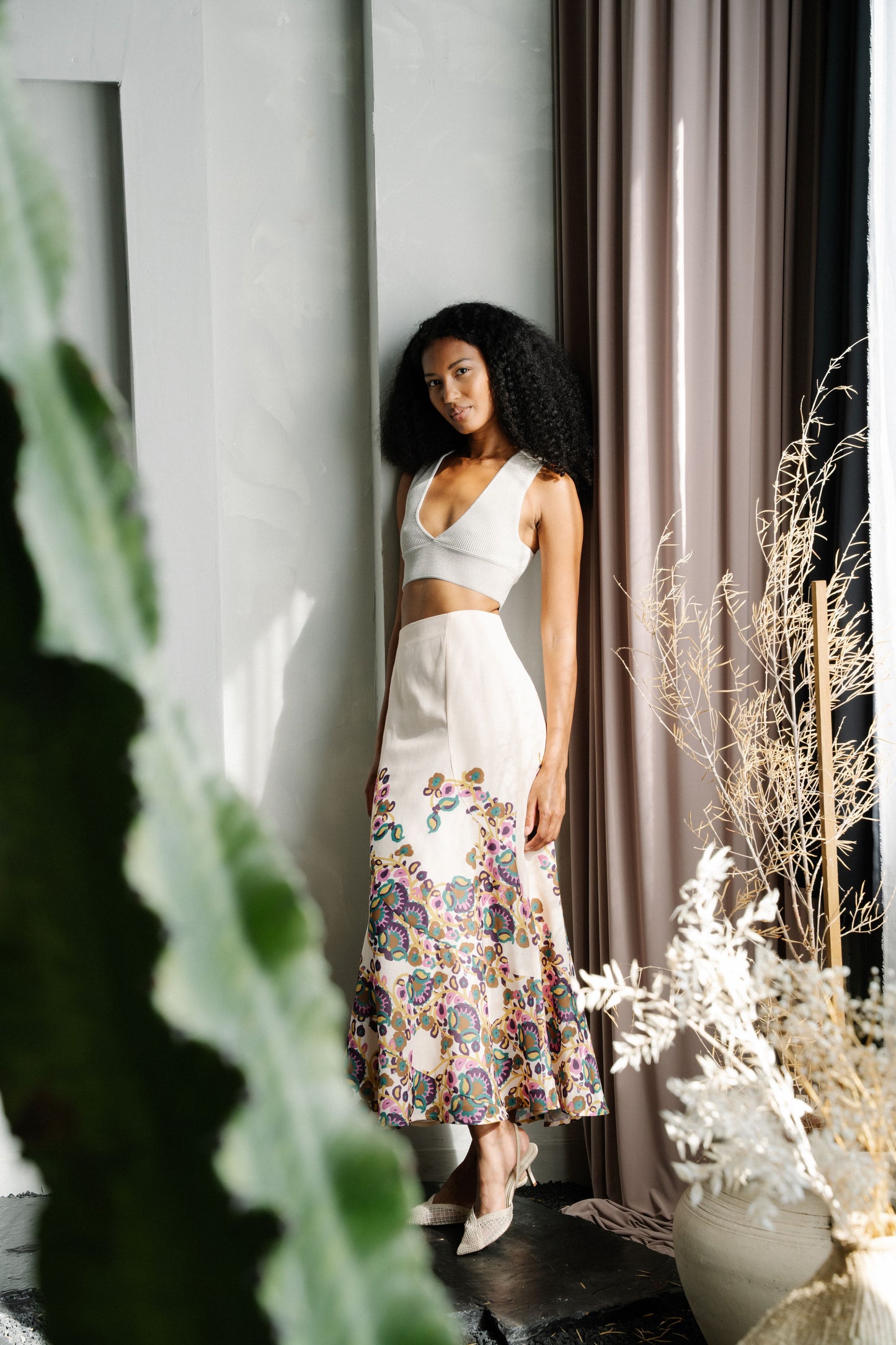 Riley Floral Print Maxi Skirt