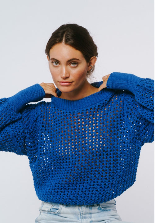 Load image 1 in gallery view. Riley Open Stitch Crew Neck Sweater