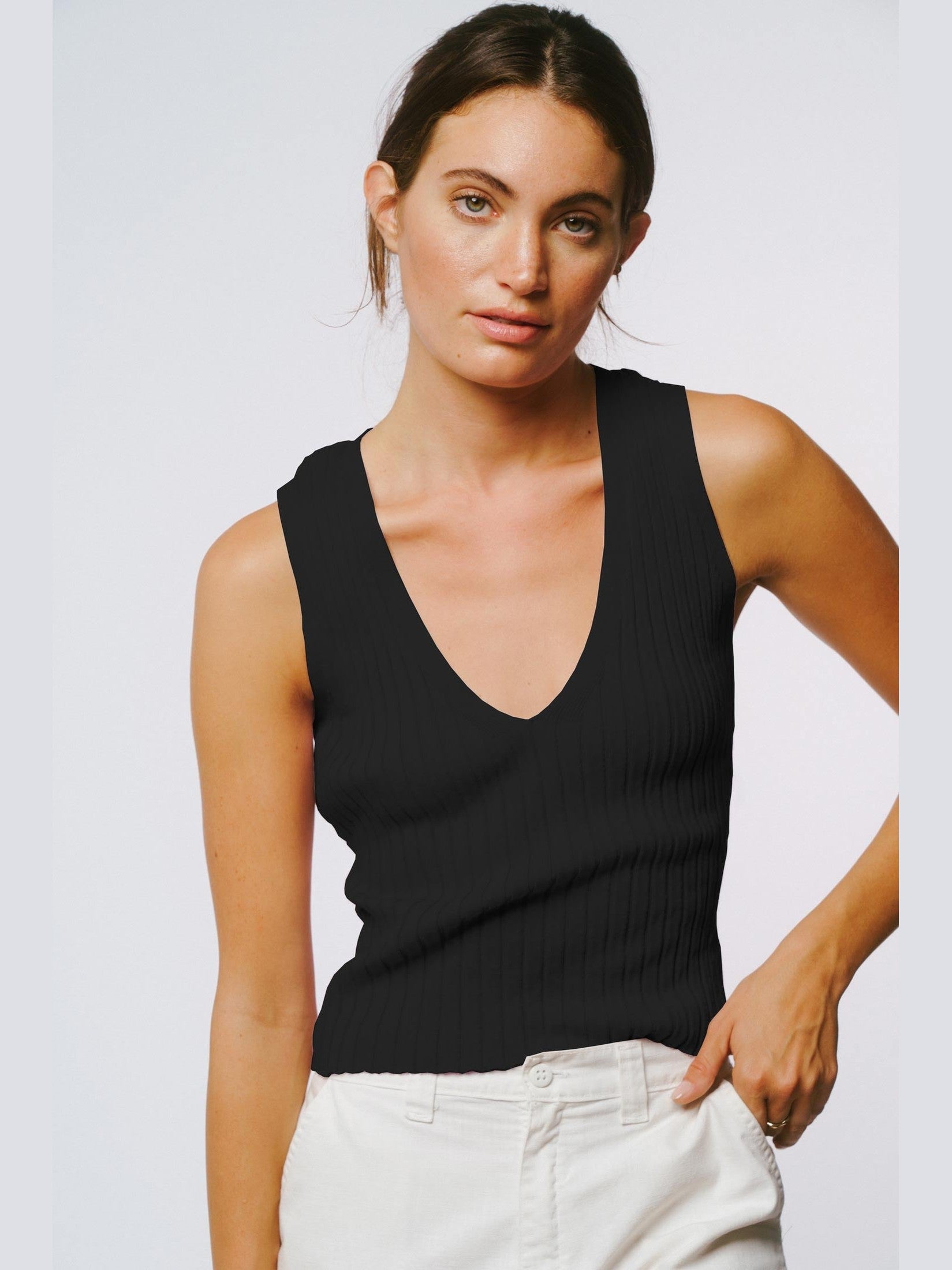 Twyla V-Neck Rib Knit Top