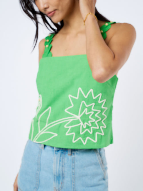 Load image 1 in gallery view. Alessia Embroidered Cotton Tank Top