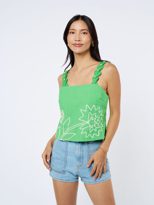 Load image 1 in gallery view. Alessia Embroidered Cotton Tank Top
