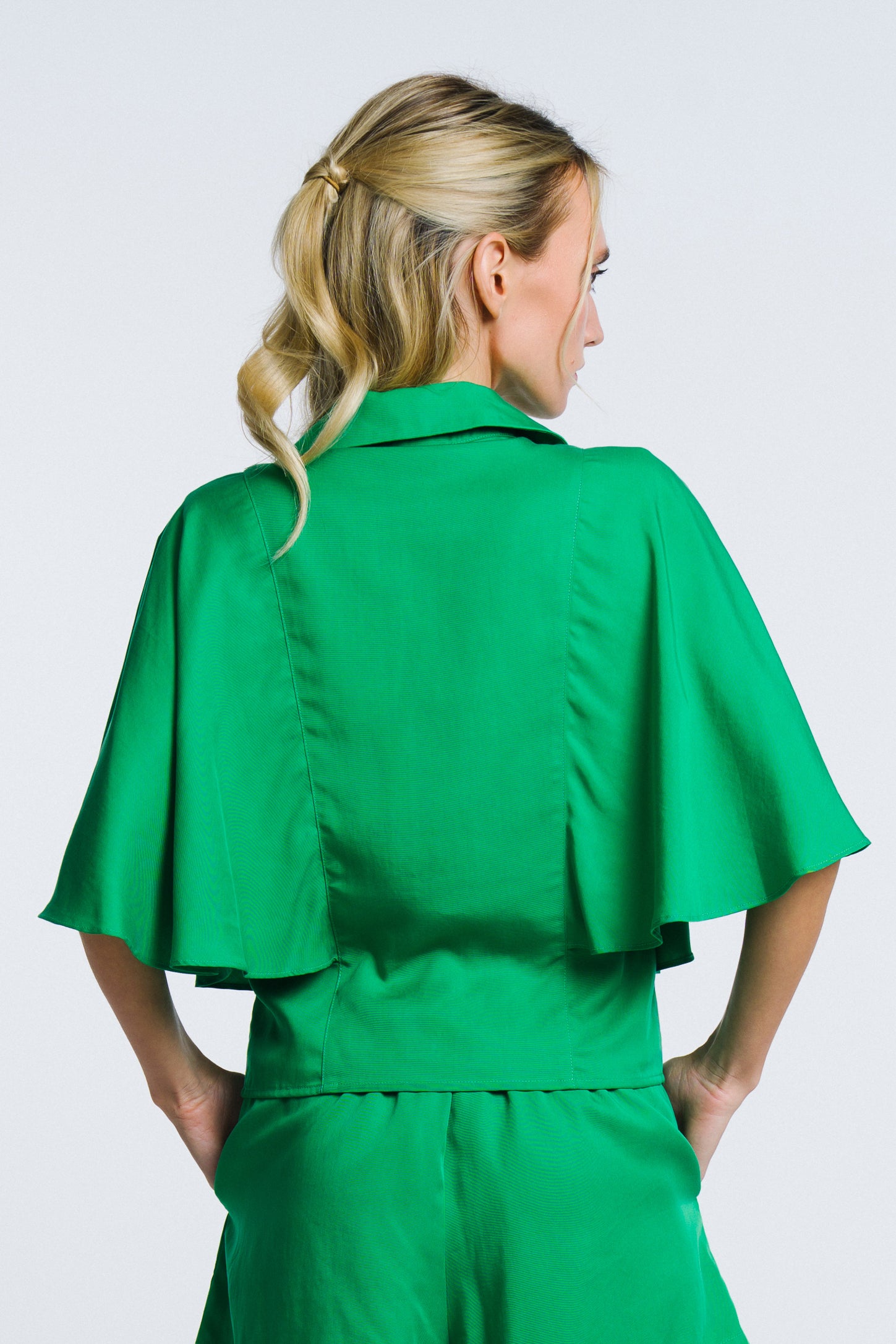 Kori Poncho Sleeves Button-Up Top