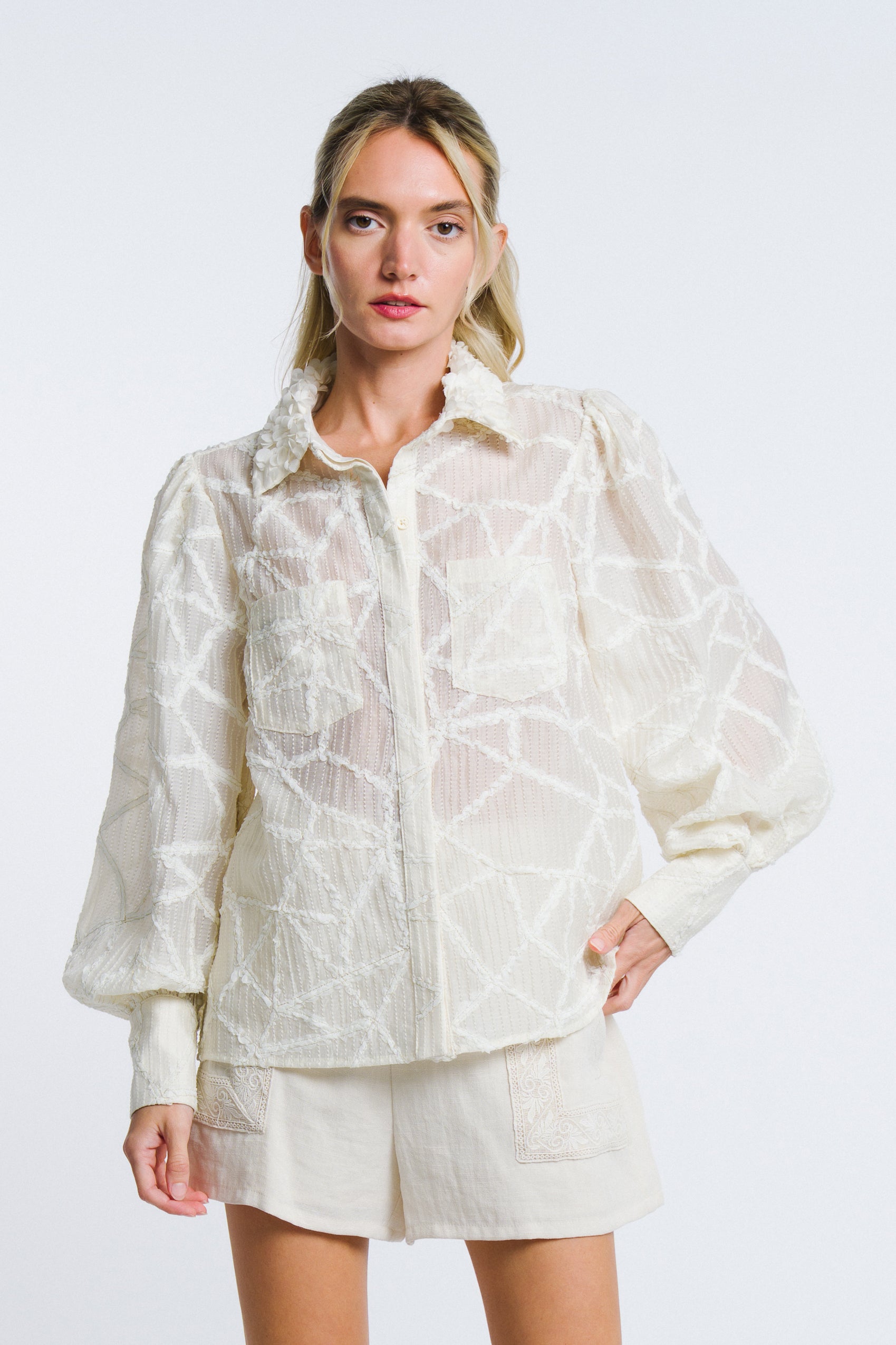 Jardin Long Sleeve Button Up Top