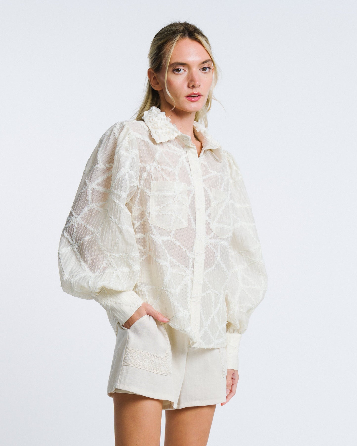 Jardin Long Sleeve Button Up Top