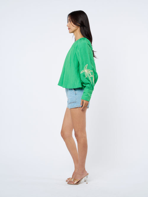 Load image 1 in gallery view. Elsy	Embroidered Raglan Sleeve Top